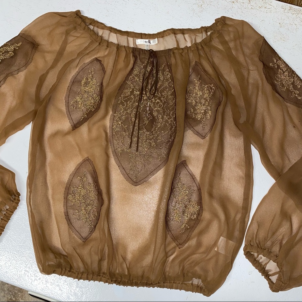🌟4 for $10 SALE🌟  Women’s Metro 7 Sheer Brown Shirt - Picture 2 of 16